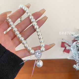 DREJEW Vòng cổ Mặt Hình Giọt Nước Đính Ngọc Trai Zircon Phong Cách Pháp Cổ Điển Sang Trọng Không Gây Dị Ứng Cho Nữ