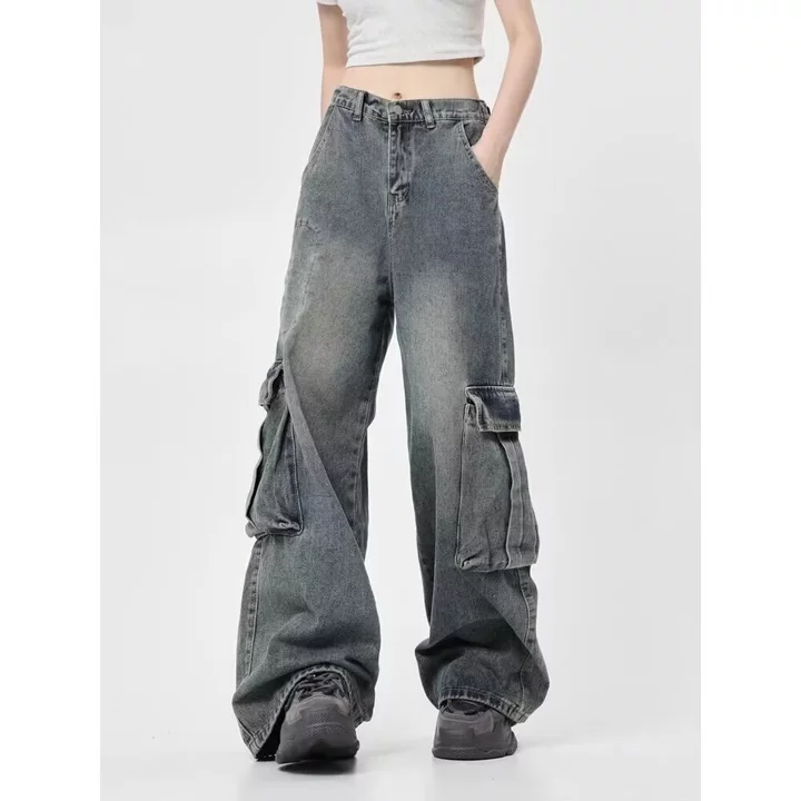 Quần jean ống rộng denim quần jean ống suông unisex quần jean ống đứng hiphop quần bò ống rộng oversize quần jean baggy nam – 7