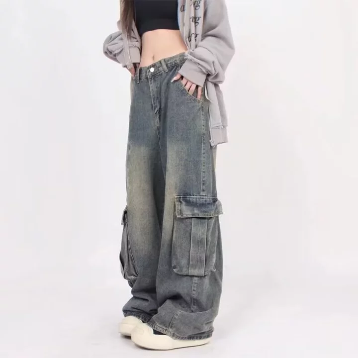Quần jean ống rộng denim quần jean ống suông unisex quần jean ống đứng hiphop quần bò ống rộng oversize quần jean baggy nam – 4