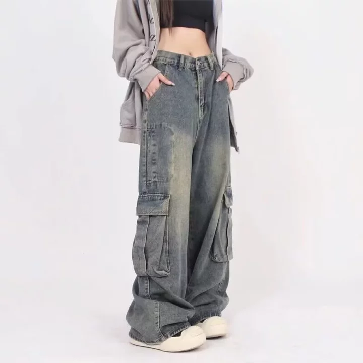 Quần jean ống rộng denim quần jean ống suông unisex quần jean ống đứng hiphop quần bò ống rộng oversize quần jean baggy nam – 6