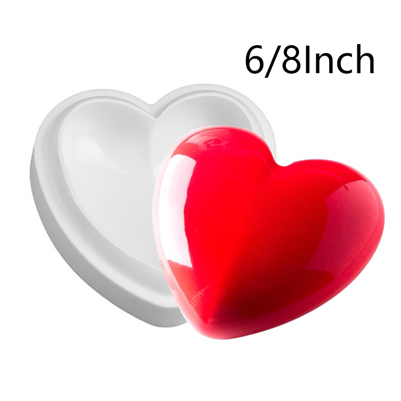 Khuôn silicon hình trái tim 4/6/8 inch làm mousse, socola, dụng cụ trang trí nướng bánh