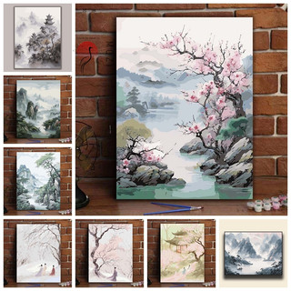 MOZI ✨phong cảnh 40*50cm tranh tô màu theo số tranh sơn dầu số hoá tranh số hóa tranh tô màu số hoá tranh số hoá theo yêu cầu Tranh tô màu theo số tô màu theo sốTranh Sơn Dầu Phong Cảnh Trang Trí Phòng Khách