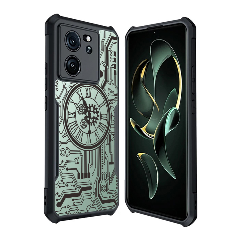 Ốp điện thoại cơ học Xiaomi Redmi A5 A3 2024 4G K50i K40S K70E K60 K70 K80 Pro K50 Ultra K40 Gaming Turbo 4 Pro 5G Vỏ chống sốc trong suốt Túi khí Vỏ mặt số kiểu kim loại