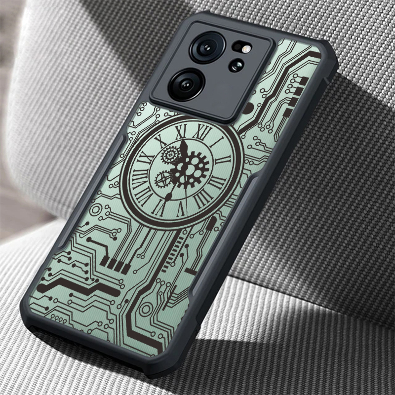 Ốp điện thoại cơ học Xiaomi Redmi A5 A3 2024 4G K50i K40S K70E K60 K70 K80 Pro K50 Ultra K40 Gaming Turbo 4 Pro 5G Vỏ chống sốc trong suốt Túi khí Vỏ mặt số kiểu kim loại