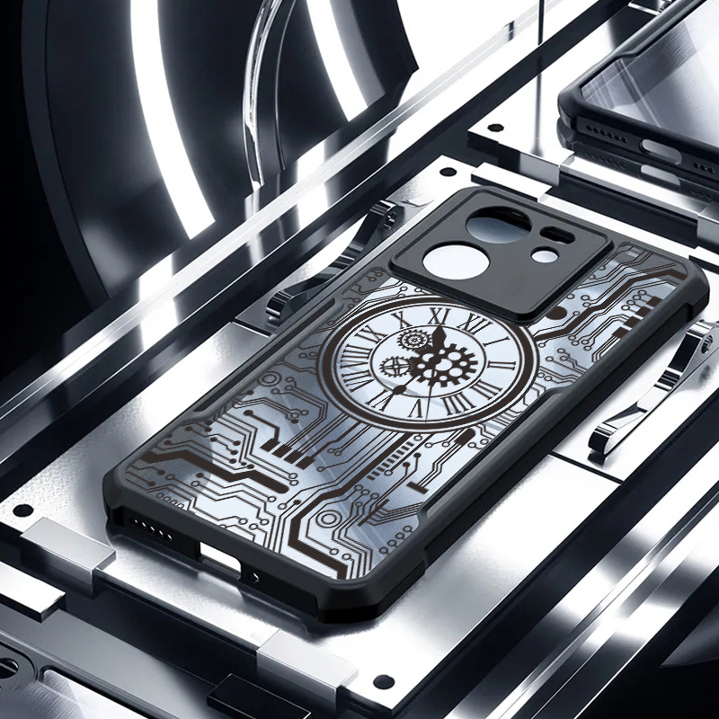 Ốp điện thoại cơ học Xiaomi Redmi A5 A3 2024 4G K50i K40S K70E K60 K70 K80 Pro K50 Ultra K40 Gaming Turbo 4 Pro 5G Vỏ chống sốc trong suốt Túi khí Vỏ mặt số kiểu kim loại