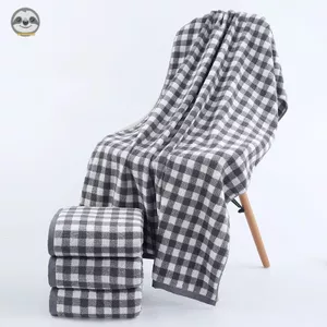 Phong cách Nhật Bản Muji Style / Khăn tắm kẻ sọc Cotton / Khăn tắm dày mềm / Khăn tắm đơn giản / Khăn tắm thấm hút thoải mái / Khăn đi biển