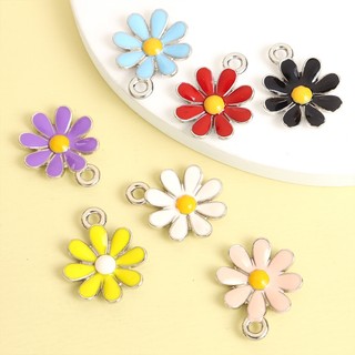 Set 10 Mặt Vòng cổ / Bông Tai / Vòng Tay Hình Hoa Cúc Tráng Men Màu Sắc Ngọt Ngào Phong Cách Hàn Quốc DIY