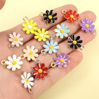 Set 10 Mặt Vòng cổ / Bông Tai / Vòng Tay Hình Hoa Cúc Tráng Men Màu Sắc Ngọt Ngào Phong Cách Hàn Quốc DIY