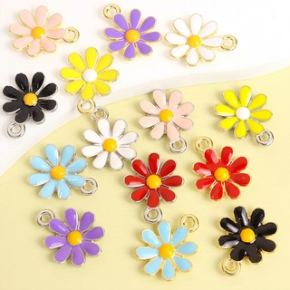 Set 10 Mặt Vòng cổ / Bông Tai / Vòng Tay Hình Hoa Cúc Tráng Men Màu Sắc Ngọt Ngào Phong Cách Hàn Quốc DIY