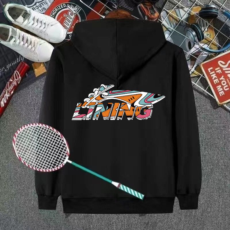 Li Ning Áo Hoodie Thể Thao Cầu Lông Chui Đầu Phối Nhung Ấm Áp Tay Dài Màu Đen Thời Trang Mới 2024 Cho Nam Và Nữ