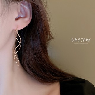 DREJEW Bông Tai Dáng Dài Phối Tua Rua Phong Cách Hàn Quốc Đơn Giản Thời Trang