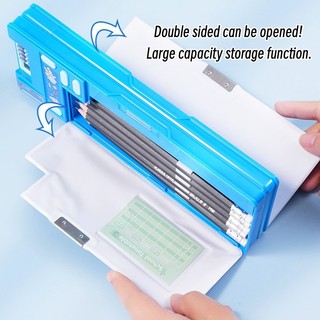 Hộp Bút Hai Lớp Sức Chứa Lớn Họa Tiết Hoạt Hình Màu Hồng / Xanh Dương / Tím Đa Năng