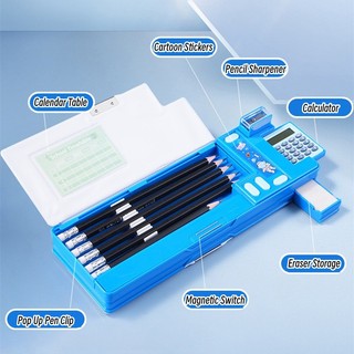 Hộp Bút Hai Lớp Sức Chứa Lớn Họa Tiết Hoạt Hình Màu Hồng / Xanh Dương / Tím Đa Năng