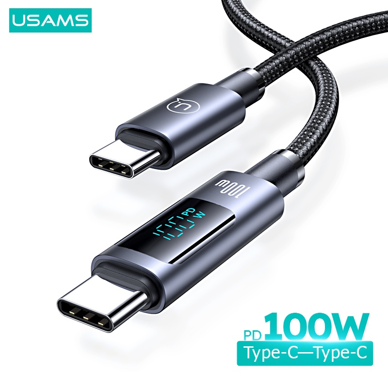 Usams Dây Cáp Sạc Nhanh USB Type C - IP Type C 100W Hiển Thị Kỹ Thuật Số LED Cho 1phone15 iPd Android 12Pro Max tay máy tính bảng