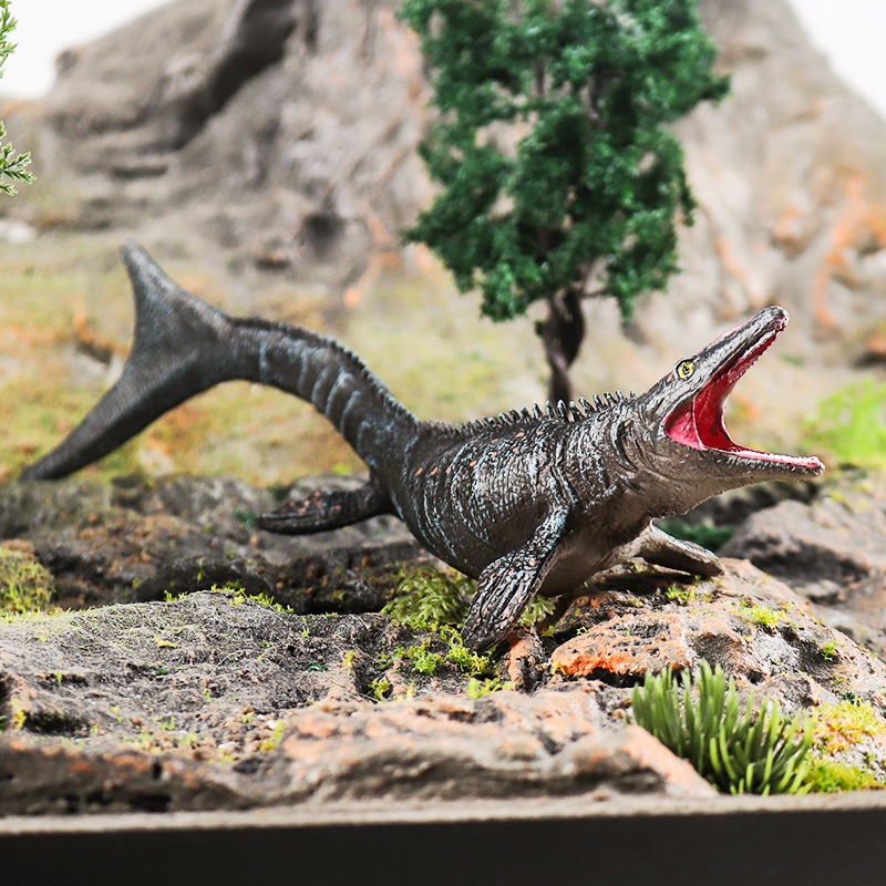 Trẻ em mô phỏng rắn Mô hình khủng long biển Mosasaurus Velociraptor, đồ chơi động vật trang trí tĩnh