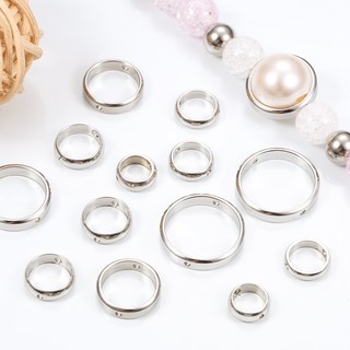 Hạt Ngọc Trai Hai Lỗ Bằng Thép Không Gỉ Dùng Làm Trang Sức Thủ Công DIY