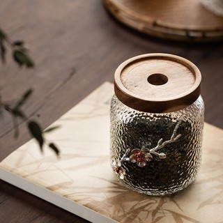 Hũ Đựng Trà / Cà Phê / Bánh Kẹo Bằng Thủy Tinh Trong Suốt Có Nắp Gỗ