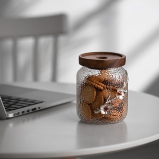 Hũ Đựng Trà / Cà Phê / Bánh Kẹo Bằng Thủy Tinh Trong Suốt Có Nắp Gỗ