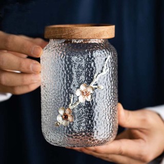 Hũ Đựng Trà / Cà Phê / Bánh Kẹo Bằng Thủy Tinh Trong Suốt Có Nắp Gỗ