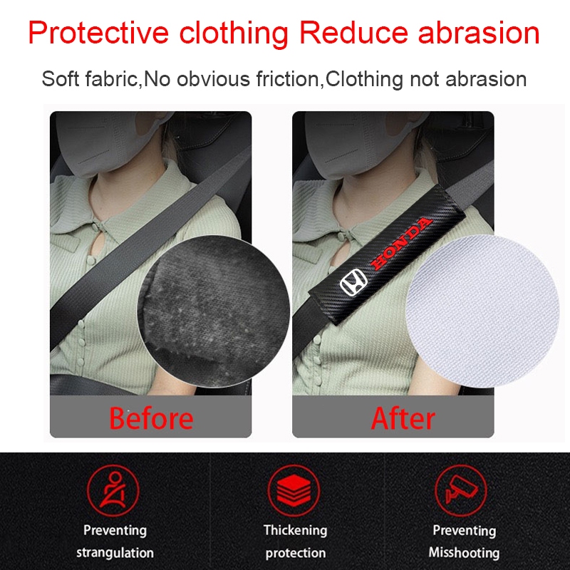 1 Đệm Vai Gắn Dây Đai An Toàn Xe Hơi Thêu Logo Bằng Sợi Carbon Thoáng Khí Cho Honda Dio Fit3 Rd1 Civic Binzhi XRV CRV Accord