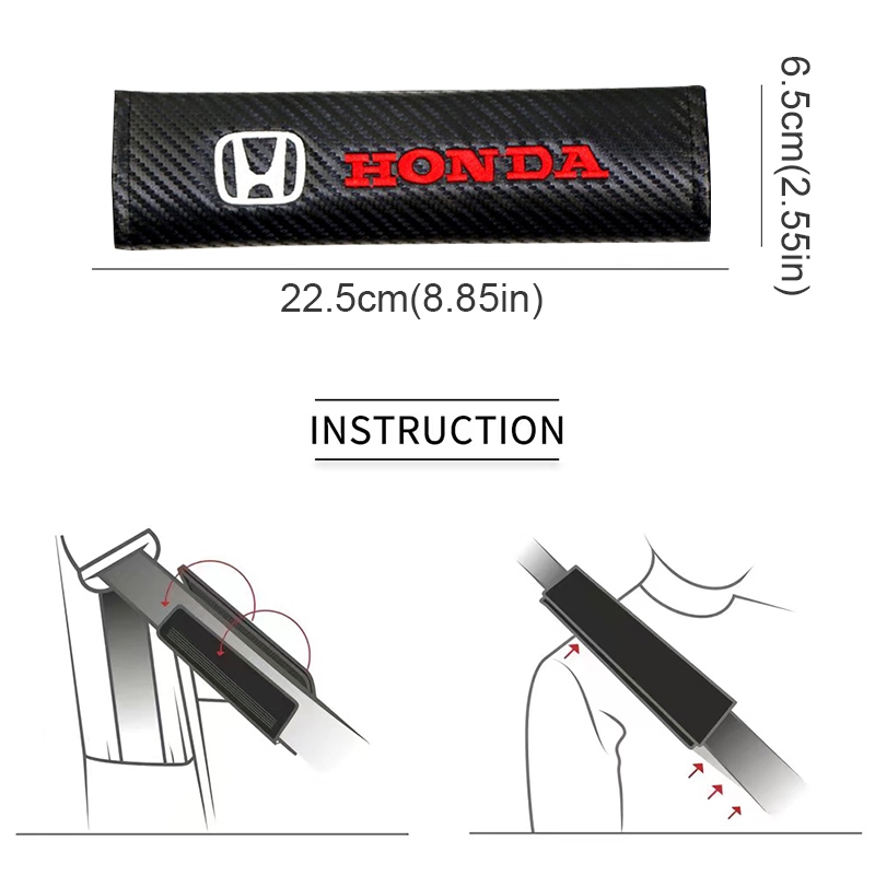 1 Đệm Vai Gắn Dây Đai An Toàn Xe Hơi Thêu Logo Bằng Sợi Carbon Thoáng Khí Cho Honda Dio Fit3 Rd1 Civic Binzhi XRV CRV Accord