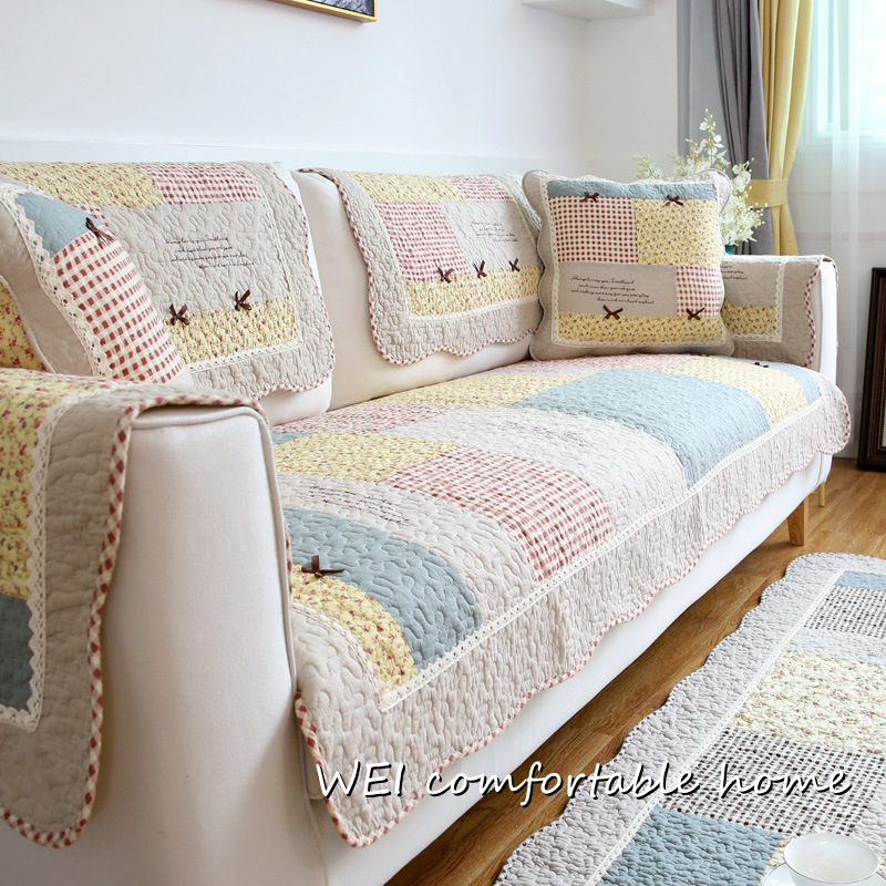 Vỏ Bọc Đệm Ghế Sofa Vải Cotton Chần Bông Dày Chống Trượt Phong Cách Châu Âu