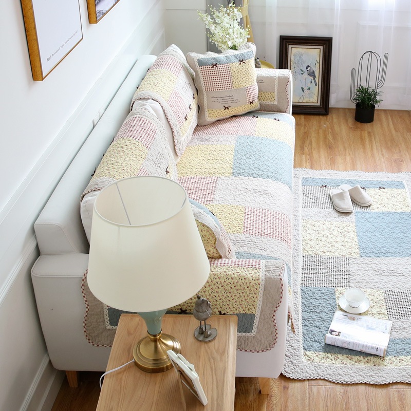 Vỏ Bọc Đệm Ghế Sofa Vải Cotton Chần Bông Dày Chống Trượt Phong Cách Châu Âu