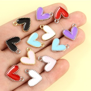 Set 15 Mặt Vòng cổ Tráng Men Hình Trái Tim Nhiều Màu Dễ Thương