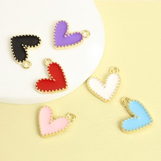 Set 15 Mặt Vòng cổ Tráng Men Hình Trái Tim Nhiều Màu Dễ Thương