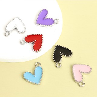 Set 15 Mặt Vòng cổ Tráng Men Hình Trái Tim Nhiều Màu Dễ Thương