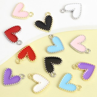 Set 15 Mặt Vòng cổ Tráng Men Hình Trái Tim Nhiều Màu Dễ Thương