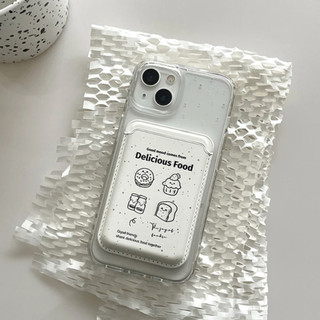 Ốp Điện Thoại Họa Tiết Thức Ăn Kèm Ngăn Đựng Thẻ Cho iPhone 15 pro 15 pro max 14 14pro max 14pro 13pro 13promax 13