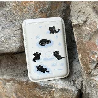 Ốp Điện Thoại Họa Tiết Mèo Đen Kèm Ngăn Đựng Thẻ Cho iPhone 15 pro 15 pro max 14 14pro max 14pro 13pro 13promax 13