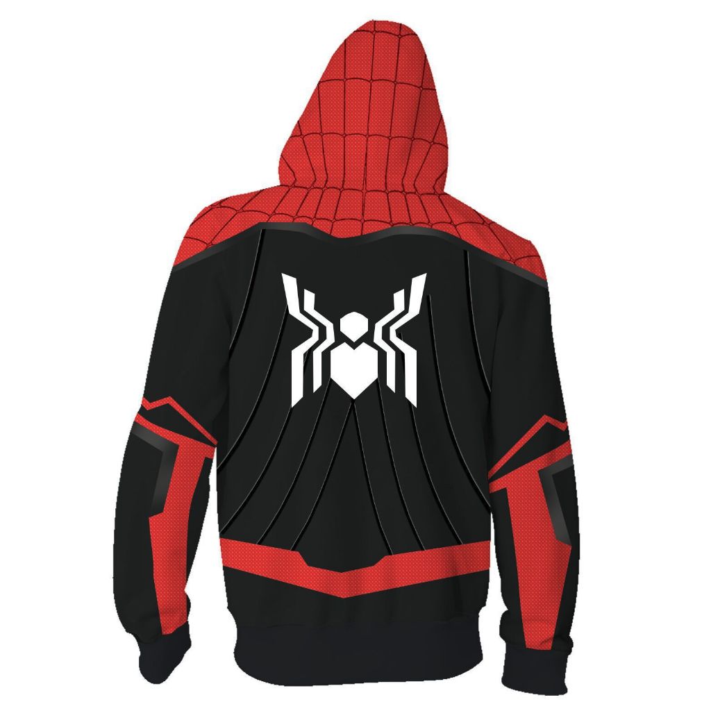 Áo Khoác Hoodie Phối Khoá Kéo Hoạ Tiết Người Nhện Phong Cách unisex