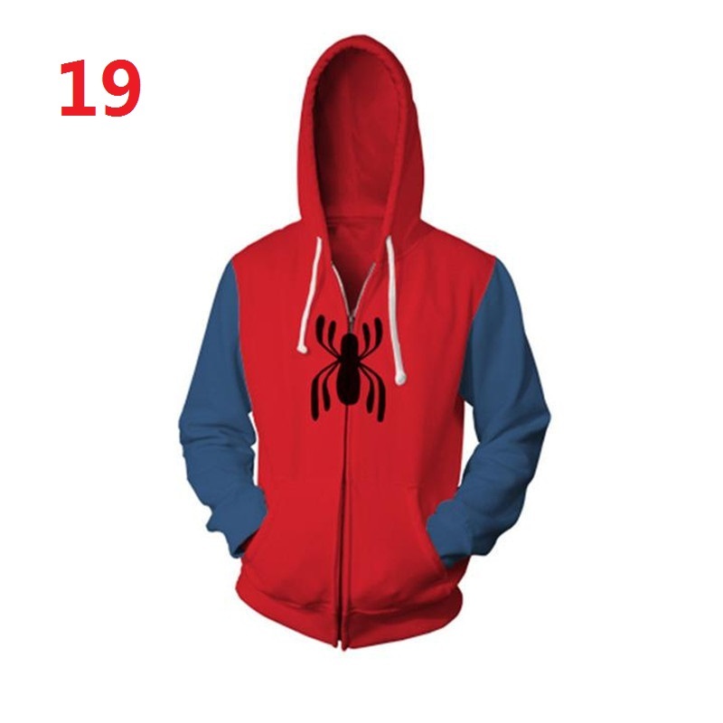 Áo Khoác Hoodie Phối Khoá Kéo Hoạ Tiết Người Nhện Phong Cách unisex