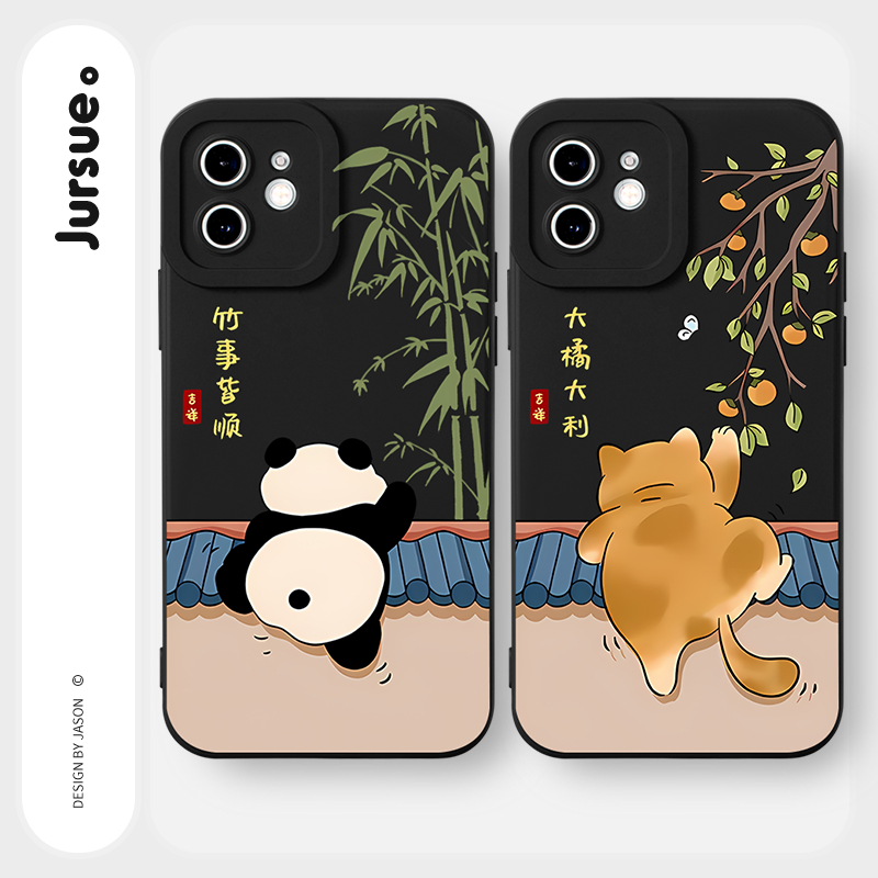 Ốp lưng JURSUE chống sốc hoạt hình cặp đôi dễ thương đẹp Cho iPhone 17 Air 16 15 14 13 12 11 Pro Max SE 2020 X XR XS ip 8 7 Plus XYY4425