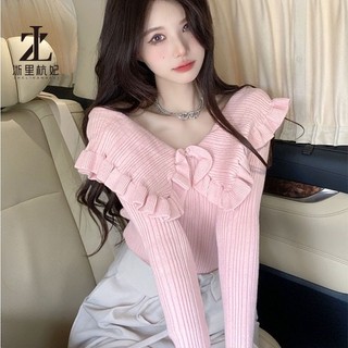 Áo dệt kim ZHELIHANGFEI dài tay cổ búp bê thời trang quyến rũ cho nữ