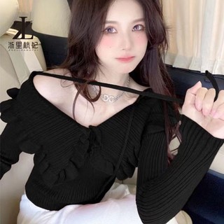 Áo dệt kim ZHELIHANGFEI dài tay cổ búp bê thời trang quyến rũ cho nữ