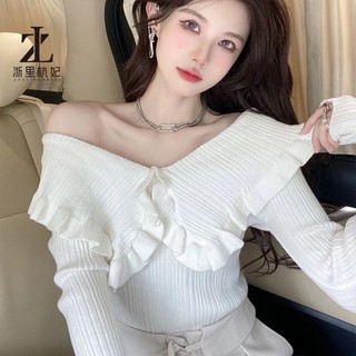 Áo dệt kim ZHELIHANGFEI dài tay cổ búp bê thời trang quyến rũ cho nữ