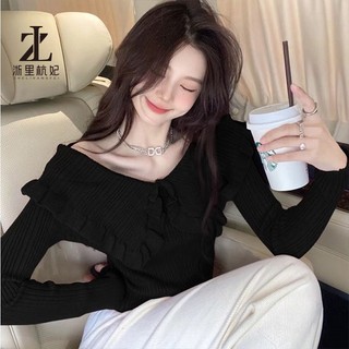 Áo dệt kim ZHELIHANGFEI dài tay cổ búp bê thời trang quyến rũ cho nữ