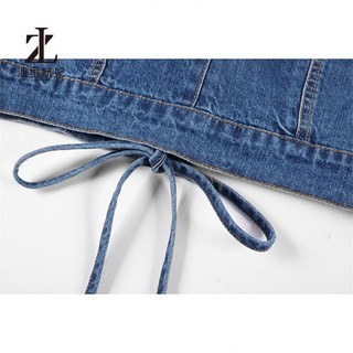 Áo denim hai dây ZHELIHANGFEI dáng ôm phong cách Hàn Quốc thời trang xuân hè cho nữ