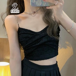 ZHELIHANGFEI Áo Croptop Sát Nách Phối Ren 3 Màu Thiết Kế Quyến Rũ Cho Nữ