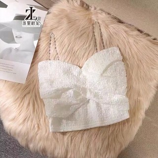 ZHELIHANGFEI Áo Croptop Sát Nách Phối Ren 3 Màu Thiết Kế Quyến Rũ Cho Nữ