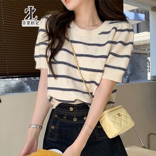Áo ZHELIHANGFEI dệt kim tay ngắn dáng rộng chất lụa mềm mại hợp thời trang tùy chọn màu sắc