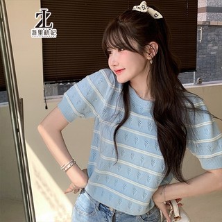 Áo ZHELIHANGFEI dệt kim tay ngắn dáng rộng chất lụa mềm mại hợp thời trang tùy chọn màu sắc