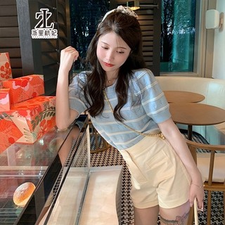 Áo ZHELIHANGFEI dệt kim tay ngắn dáng rộng chất lụa mềm mại hợp thời trang tùy chọn màu sắc