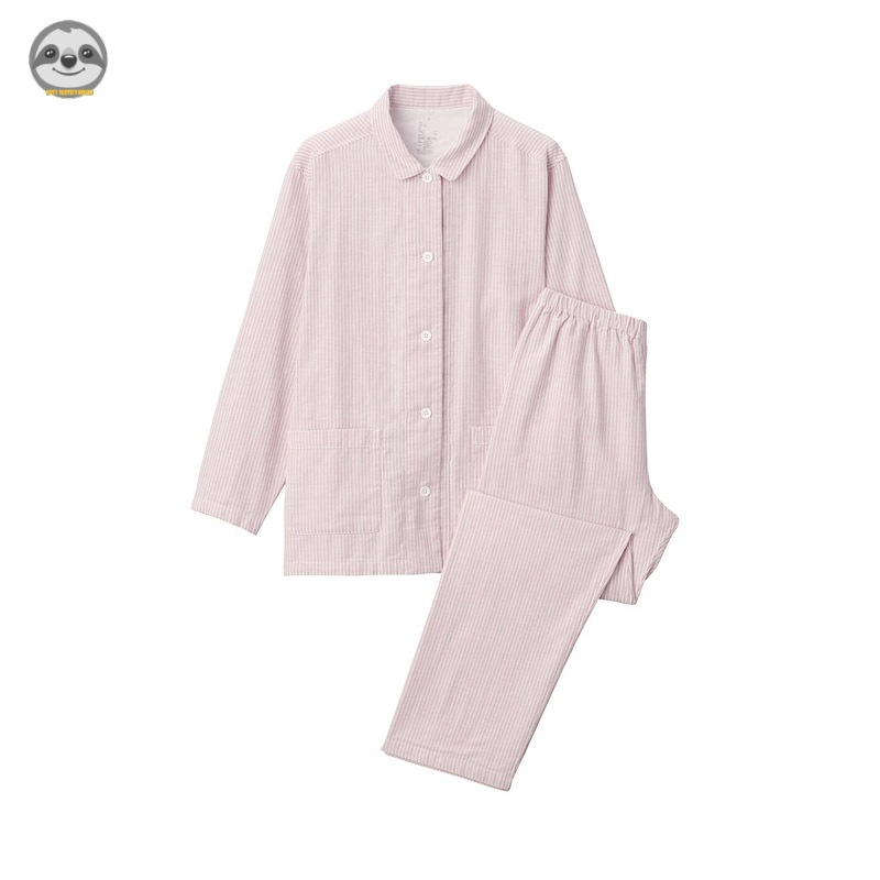 Bộ Đồ Ngủ Cotton Hai Lớp Màu Trơn Phong Cách Muji Nhật Bản Cho Nữ