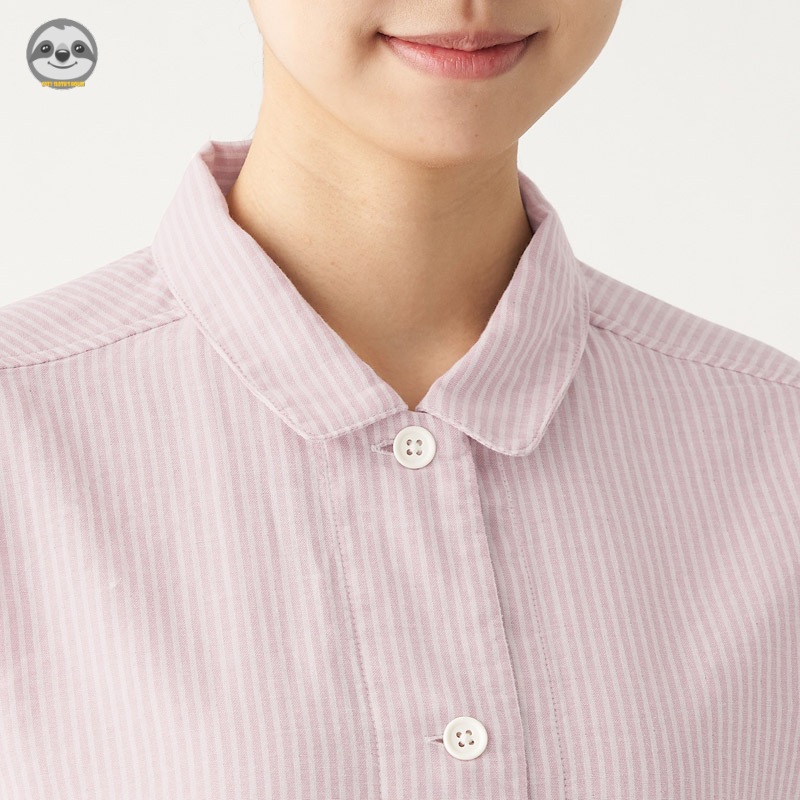 Bộ Đồ Ngủ Cotton Hai Lớp Màu Trơn Phong Cách Muji Nhật Bản Cho Nữ