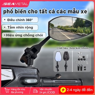 Gương chiếu hậu xe máy SEAMETAL AOS4 Napoleon gấp gọn xoay 360 loại + bộ phụ kiện đầy đủ ốc vít và logo