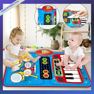 Thảm Nhạc 2 Trong 1 Hình Đàn Piano Với 2 Gậy Đánh Trống Cho Bé 1 / 2 / 3 Tuổi